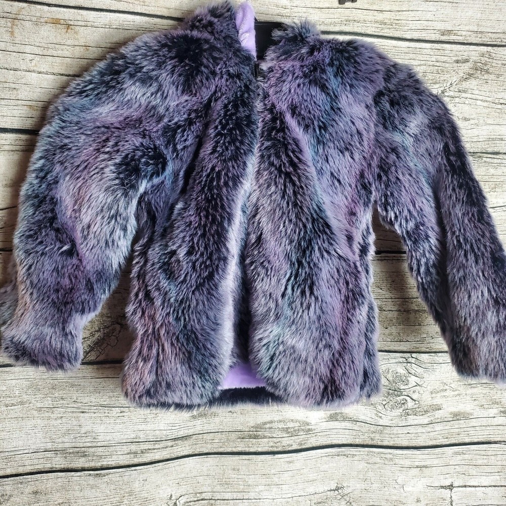 American widgeon Kid's Faux fur purple coat size 5 - Picture 1 of 8